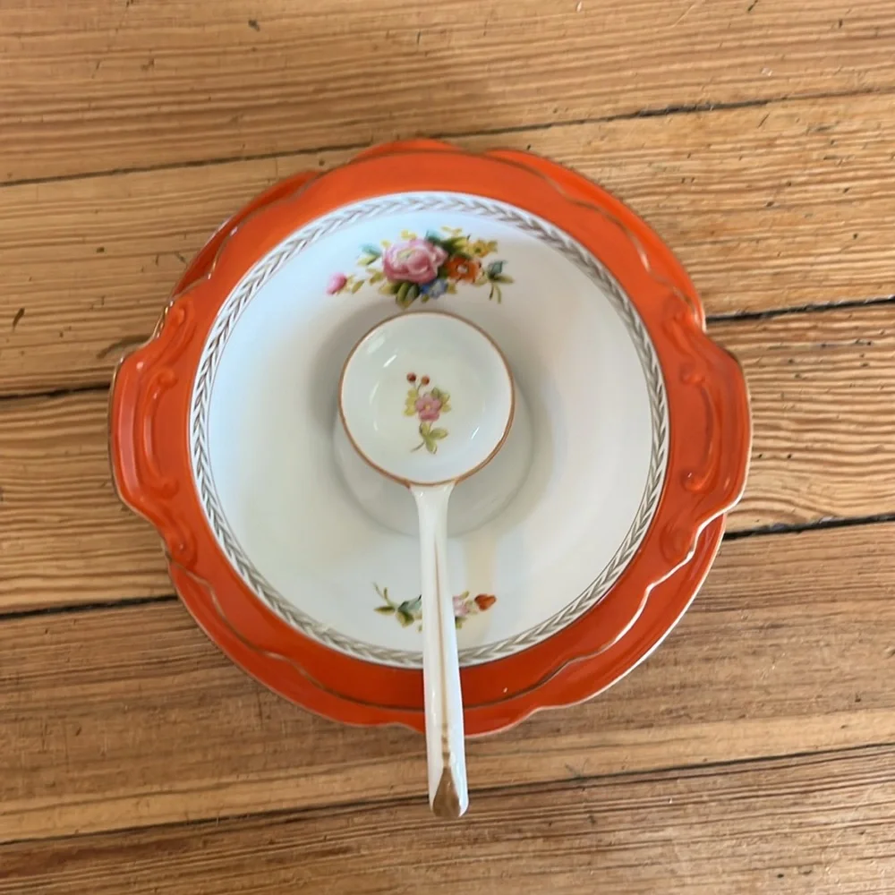 Noritake Orange and White Floral Serveware Set